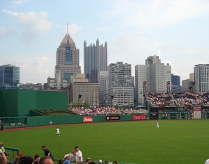 A view of the Pittsburgh skyline from our seats